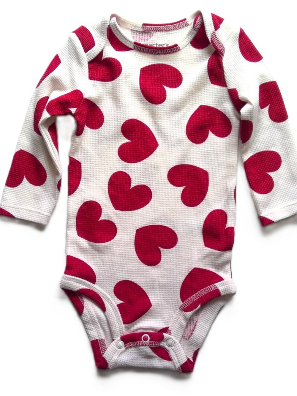 NEW Carter's Just One You Onesie Cream & Red Hearts Waffle Knit Cotton Blend 6 m